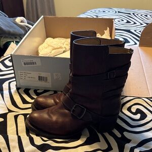 Frye Tan Leather Boots with Buckle